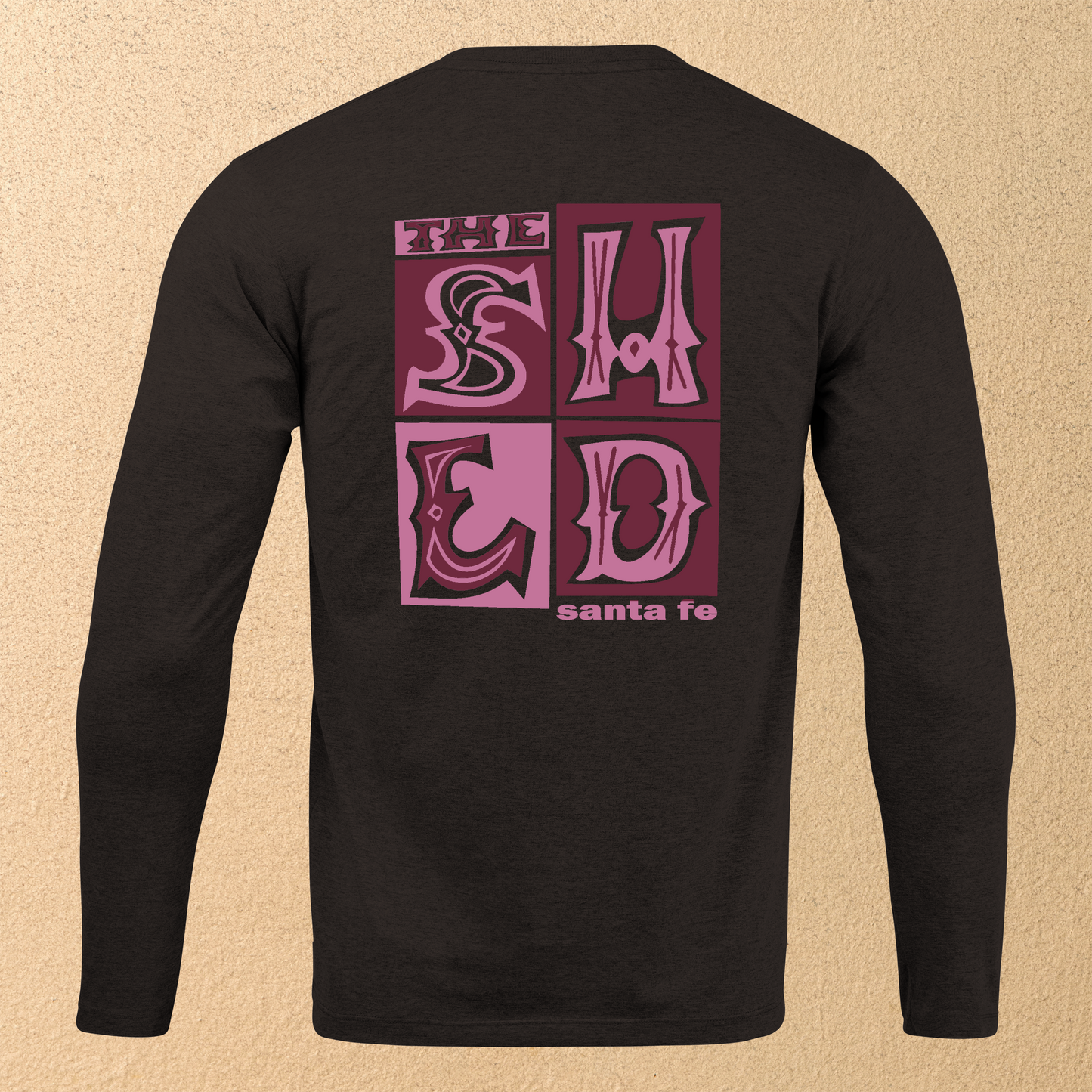 "The Shed Blockprint" Unisex Long-Sleeved T-Shirt - Black