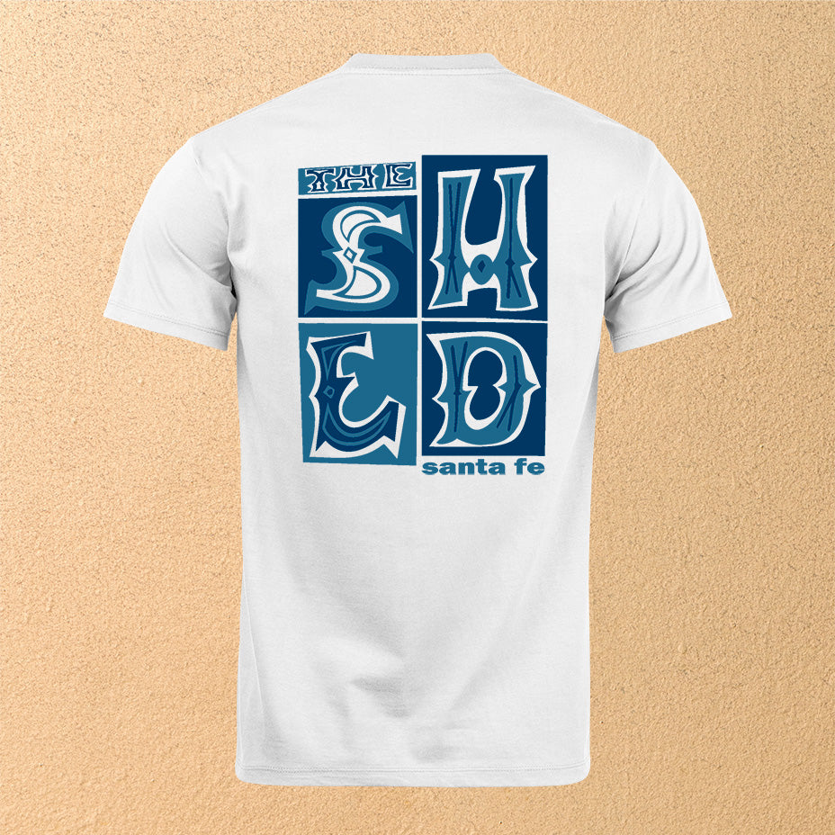 "The Shed Blockprint" Men's Short-Sleeved T-Shirt - White