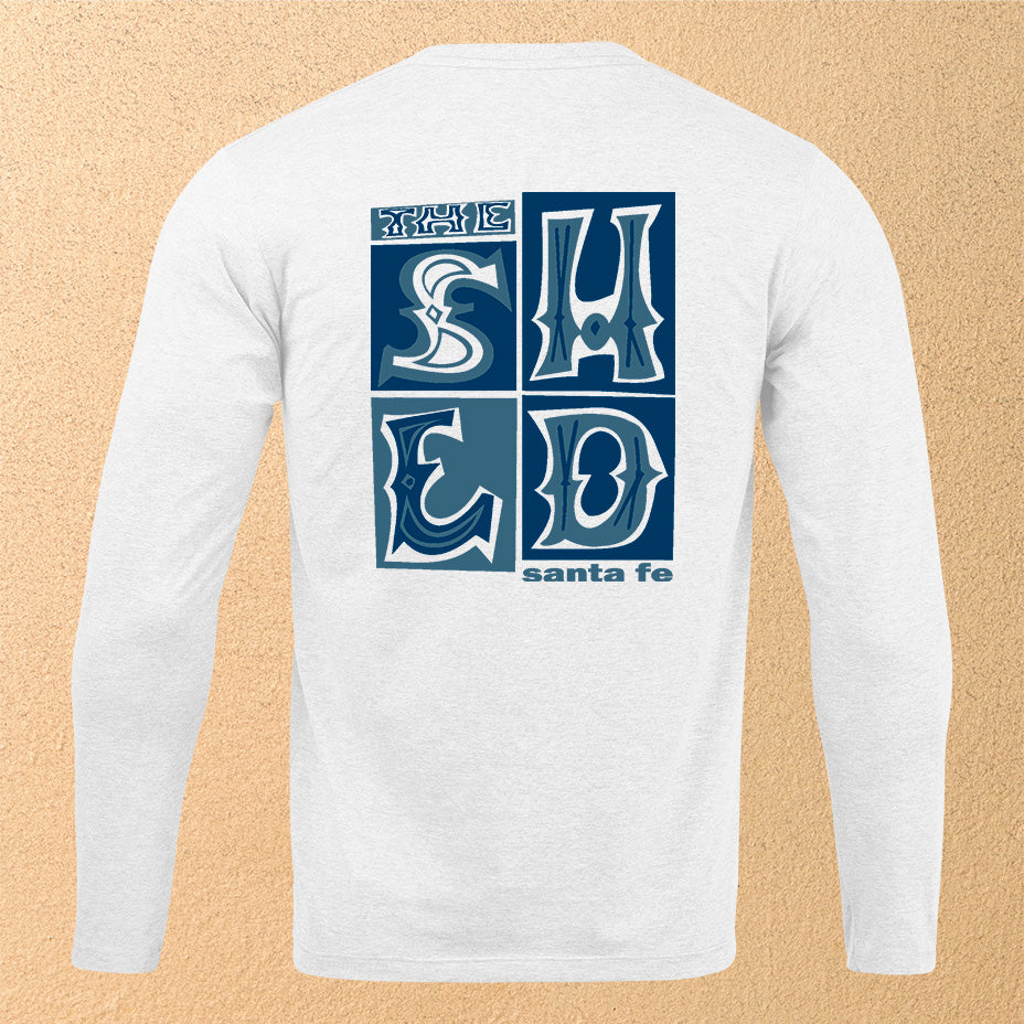 "The Shed Blockprint" Unisex Long-Sleeved T-Shirt - White
