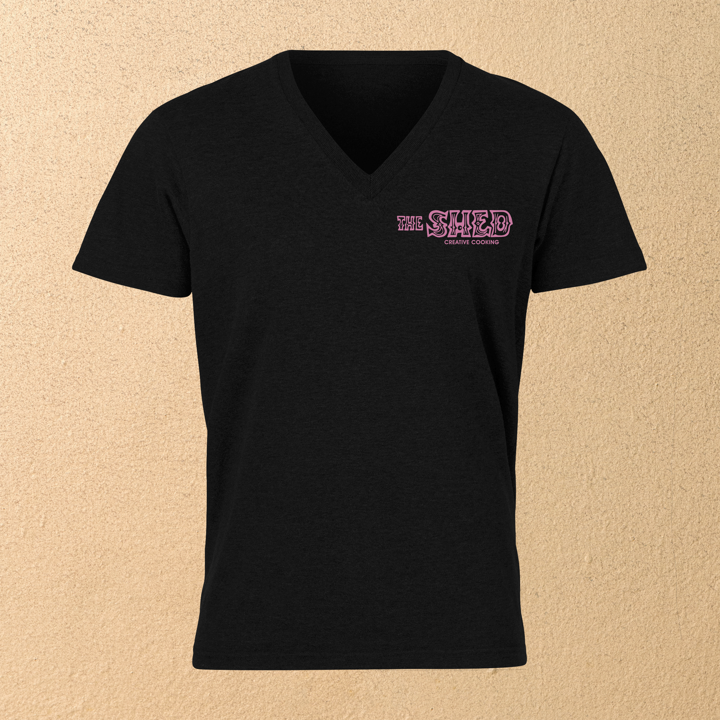 "The Shed Blockprint" Women's  V-Neck T-Shirt - Black