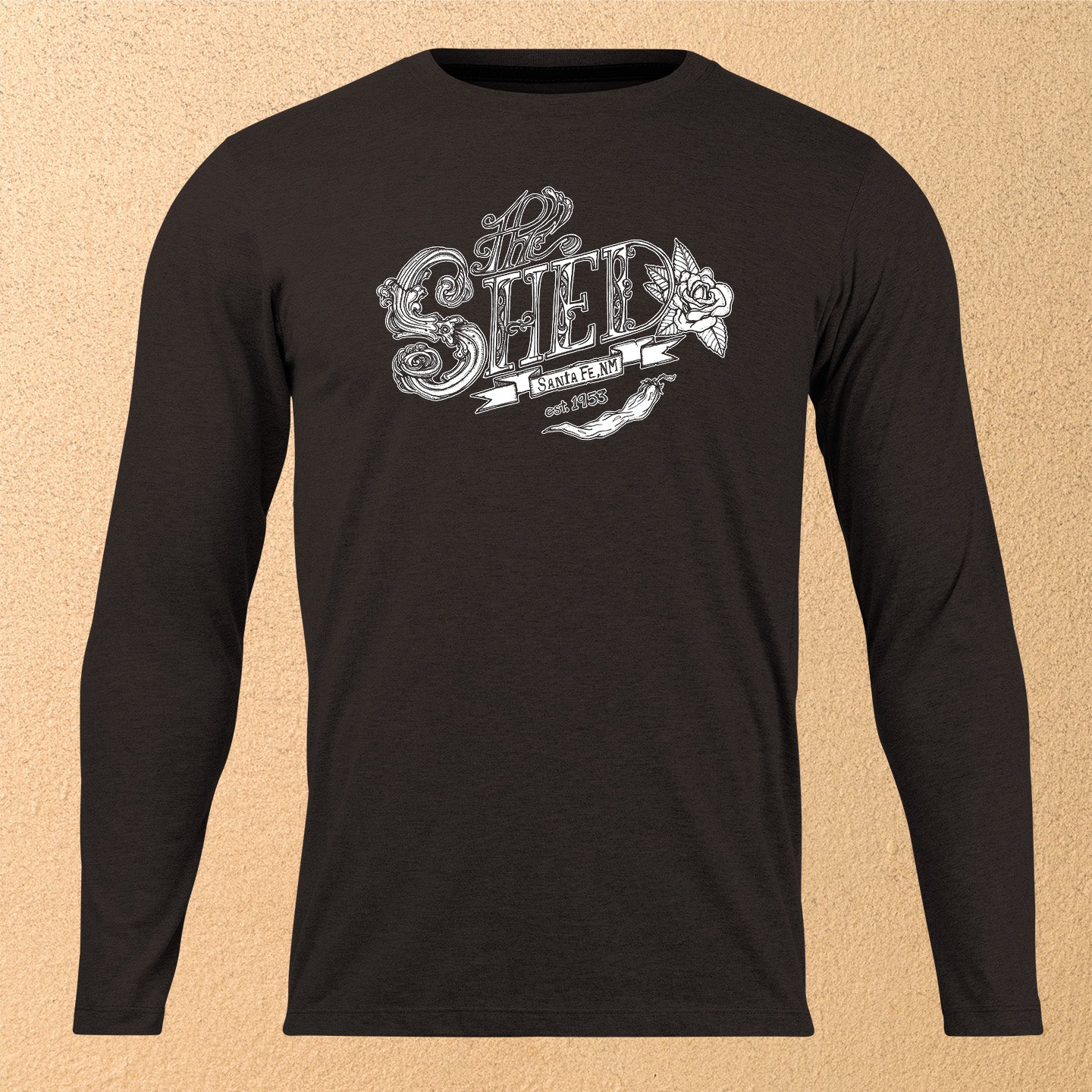 "The Shed Vintage" Unisex Long-Sleeved T-Shirt - Black