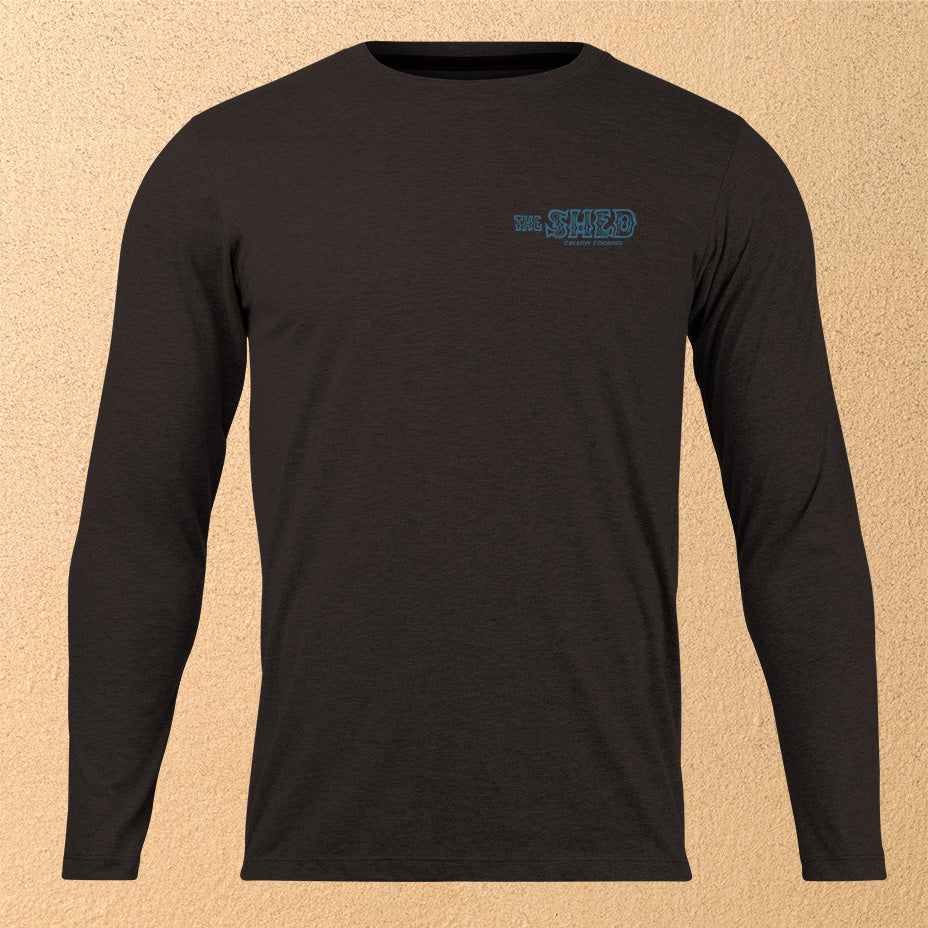 "The Shed Blockprint" Unisex Long-Sleeved T-Shirt - Black